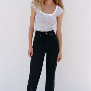 Zara High Rise Black Women's Wide Leg Jeans